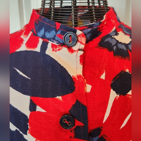 RUBY RD size 18 women's. Abstract floral red, white & blue jacket - Picture 5 of 8